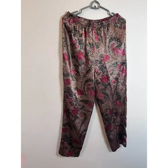 Vintage Small Victoria’s Secret Gold Label Pajama Set Satin Paisley Red Gold - Picture 7 of 10